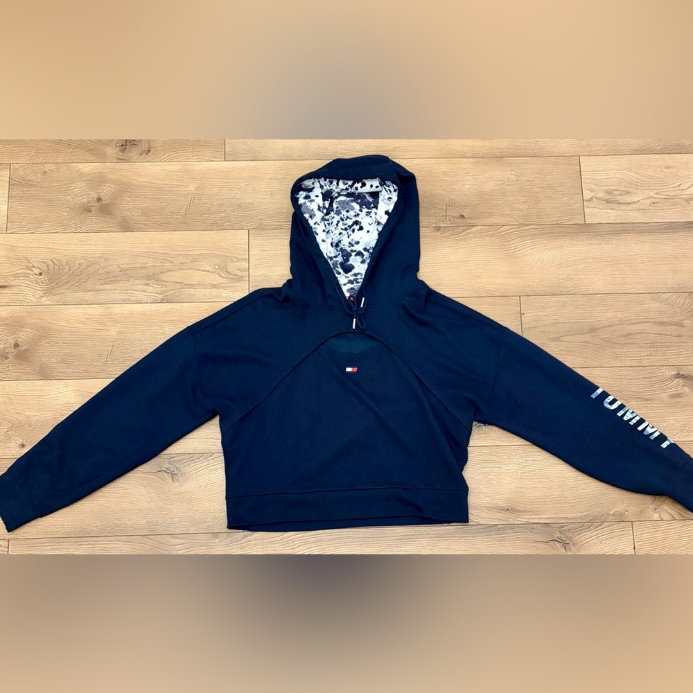 Tommy Hilfiger Navy Blue Crop Top Hoodie